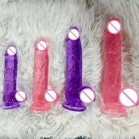 Juguete Sexual al por Mayor para Mujeres, Dildo Grande, Masturbación, Pene Artificial, Juguetes Sexuales para Adultos, Dildo de Cristal, Pene de TPE Transparente