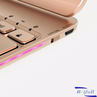 Keyboard Nirkabel Universal 360 Derajat Berputar dengan Lampu, untuk Laptop dan Tablet, Buatan China
