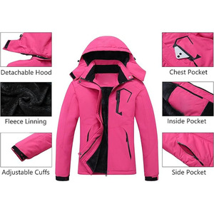 Veste de ski pour <span class=keywords><strong>femme</strong></span>, imperméable, coupe-vent, avec fermeture éclair, pour sports d'hiver, vente en gros, offre spéciale, pour la montagne, la neige, la pluie, chaude, avec capuche, pour activités de plein air - Product Image 6