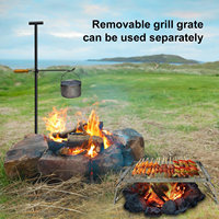 Barbecue au charbon de bois sur pied en acier pour feu de camp avec étui de transport, installation facile pour la cuisine en extérieur et le camping