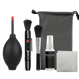 Kit de limpieza de cámaras, juego de 6 piezas con soplador de aire, cepillo, líquido de limpieza y paño para el cuidado de lentes DSLR - Product Image 1