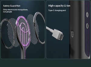 Rechargeable USB Spring Electric <strong>Fly</strong> Swatter 2 in 1 Extendable Mosquito <strong>Racket</strong> Portable Bug <strong>Zapper</strong> for Home - Product Image 5