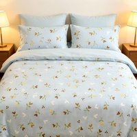 Parure de lit florale en polyester bleu clair et blanc, motif petites fleurs, housse de couette et taies d'oreiller en microfibre douce, textile de maison pour la vente en gros