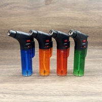 Logo personnalisé allume-cigare en plastique à l'épreuve du vent rechargeable briquet torche de camping en plein air au butane