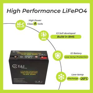 แบตเตอรี่ E&J 12V 20Ah LiFePO4 พร้อมระบบจัดการแบตเตอรี่ (BMS) 12.8V แบตเตอรี่ลิเธียมสำหรับเครื่องหาปลา เรือคายัค รถเด็กเล่น รถสกู๊ตเตอร์ไฟฟ้า พลังงานแสงอาทิตย์-+6000 - Product Image 2