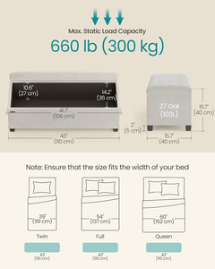 Banc <span class=keywords><strong>de</strong></span> rangement en tissu velours moderne, repose-pieds avec pieds, banc <span class=keywords><strong>de</strong></span> bout <span class=keywords><strong>de</strong></span> <span class=keywords><strong>lit</strong></span> et <span class=keywords><strong>coffre</strong></span> pour salon, chambre à coucher, entrée - Product Image 3