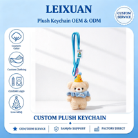 Breloque en peluche ours avec chapeau de fête, col à volants bleu et boucle en cordon tressé, pendentif mignon et doux pour sac à dos et sac à main
