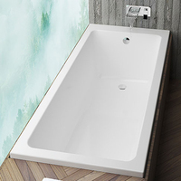 Baignoire blanche simple de haute qualité en acrylique Baignoire rectangulaire profonde à surface solide pour projet d'hôtel