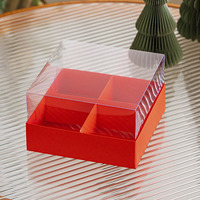 Boîtes d'emballage en carton recyclable pour desserts et gâteaux, 4/6 compartiments, gaufrées, transparentes, avec poignée, finition mate, vente en gros