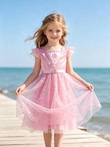 Elegante Disfraz de Princesa Elsa para Niña, Vestido Rosa para Fiesta de Cumpleaños, Boda o Dama de Honor - Product Image 3