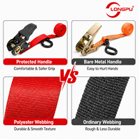 Sangle à cliquet de 25 mm avec crochet en S noir enduit, sangle de fixation de cargaison pour camion