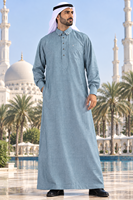 CCY Thobe pour Homme, Vêtement Musulman Islamique, Robe Arabe à Manches Longues avec Col Chemise, Tenue Traditionnelle du Moyen-Orient, Vente en Gros