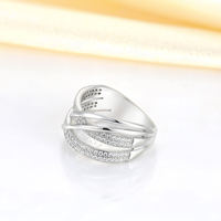 Bague torsadée en argent sterling 925 avec croix, pavée de zircone cubique, multi-couches entrelacées, pour femme, bijou de mode, cadeau de fête