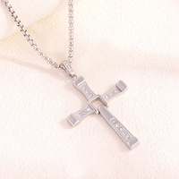 Collar de Cruz de Acero Inoxidable 316L, Estilo Veloz y Apasionado 8 Torredo, para Hombre, Agresivo, Moderno, para Fiesta