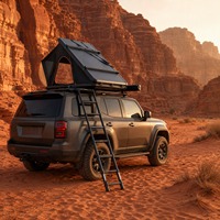 Tenda Atap Mobil Segitiga Aluminium Hard Shell Otomatis untuk SUV Pickup Overlanding 4 Musim