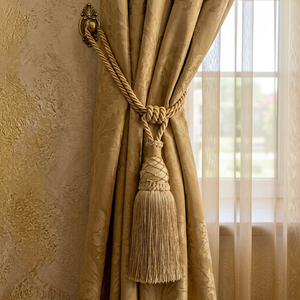 Classic Gold <b>Curtain</b> Tiebacks with Tassel Decorative Rope Holdbacks for Elegant Window Drapes - Product Image 1
