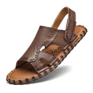Sandales Homme Double Semelle en Cuir de Vachette, Nouveauté Été, Décontractées pour l'Extérieur, Chaussons de Plage à Semelle Épaisse, Sandales pour Homme d'Âge Moyen - Product Image 3