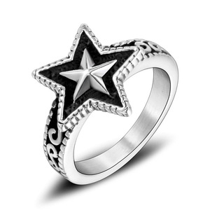 Star <b>Ring</b> <b>Titanium</b> Steel Men's Jewelry SA944 Gift Occasion Retro Design - Product Image 5