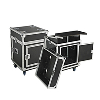 10 espace Rack D'ampli 10U Supérieure Inclinée DJ Mélangeur Route Flight Case avec roues