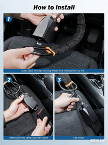 Verrou de volant universel pour <span class=keywords><strong>voiture</strong></span> Loveyoung, dispositif antivol en métal, 3 clés, <span class=keywords><strong>barre</strong></span> de sécurité, compatible BYD, 70 cm, 27,5 pouces - Product Image 6