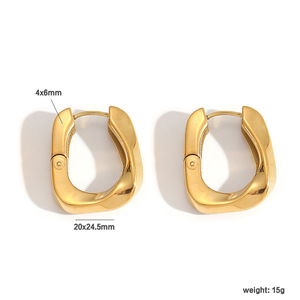 Boucles d'oreilles clous en acier inoxydable 18 carats, design goutte d'eau géométrique, bijoux de mode haut de gamme pour femmes, clips d'oreille élégants - Product Image 4