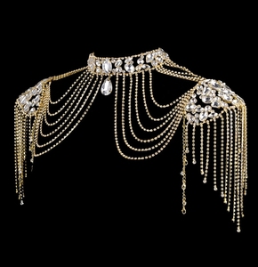 Chaîne de harnais d'épaule de corps en cristal de luxe pour les femmes <span class=keywords><strong>Sexy</strong></span> gland strass pour les fêtes cadeaux fiançailles bijoux de dos de mariée - Product Image 3