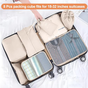 Custom Logo Travel <b>Suitcase</b> Storage <b>Bag</b> 9pcs Compression Organizers <b>Packing</b> Cubes Set Travel Luggage Organizer Storage <b>Bags</b> - Product Image 5