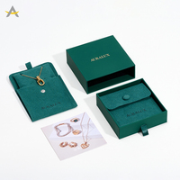 Auralux vente en gros petit microfibre vert voyage collier boucle d'oreille bijoux emballage pochette sac