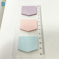 Memo Pad Warna-warni Terlaris, Perekat Sendiri, Dapat Digunakan Kembali dengan Penggaris PVC, 30 Lembar Sticky Notes untuk Kantor dan Rumah