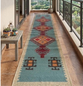 Turkish Tribal <b>Runner</b> <b>Rug</b> | Handmade Wool Jute Geometric Boho Farmhouse Carpet for Hallway Entryway Home Decor - Product Image 1