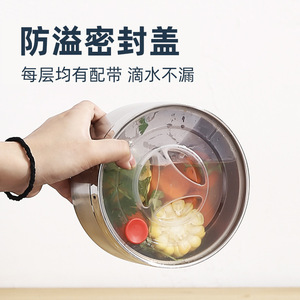 304 Stainless Steel Insulated <b>Lunch</b> <b>Box</b> Multi Layer Cylinder Design For Food Storage - Product Image 4