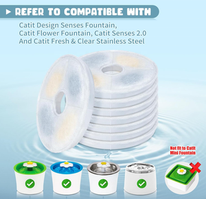 Lot de 12 filtres de <span class=keywords><strong>fontaine</strong></span> pour <span class=keywords><strong>chat</strong></span> de remplacement compatibles avec <span class=keywords><strong>Catit</strong></span> Design Senses Fountain/Flower Fountain/Senses 2.0 Stainless Steel - Product Image 3