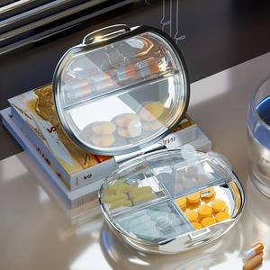 Pilulier de voyage compact avec compartiment de stockage de 7 jours Conteneur de boîte à médicaments avec étui <span class=keywords><strong>AM</strong></span> <span class=keywords><strong>PM</strong></span> étanche à l'humidité hebdomadaire - Product Image 4