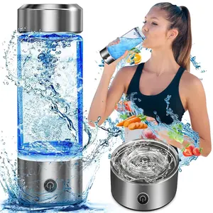 2024 neuer tragbarer individueller Logo 420 ml 1000 ppb wasserstoffreicher Wassergenerator Glasbecher wasserstoffreiche Wasserflasche mit Geschenkbox