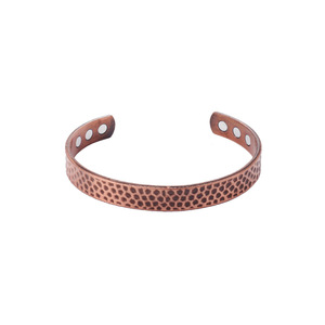 <b>Copper</b> Alloy Magnetic Open Cuff <b>Bracelet</b> Polka Dot Pattern Unisex Retro Style Jewelry Gift - Product Image 2