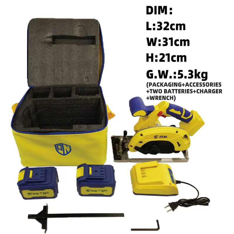 Outil électrique de batterie au Lithium d'exportation directe d'usine 165mm Portable 5000rpm Scie circulaire électrique au Lithium