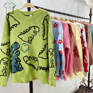 Suéter de Lana con Estampado de Segunda Mano para Mujer, Suéter Informal de Manga Larga, Suéter de Lana con Estampado, Ropa Usada Cálida de Invierno, <span class=keywords><strong>Tienda</strong></span> China al por Mayor - Product Image 2