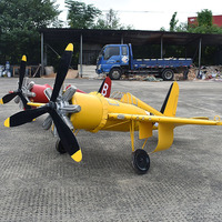 Modèle d'avion rétro européen en fer forgé, artisanat en métal fait main, décorations créatives pour la maison et les bars
