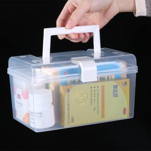 Organizador de escritorio de plástico transparente, caja de almacenamiento rectangular para oficina con tapa para bolígrafos, tijeras, papelería, tamaño pequeño - Product Image 5