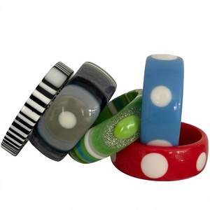 Best Quality Handmade Resin <b>Bangles</b> With Polka Dots And Stripes Fashion Jewelry <b>For</b> Women Round Shape Designer Bracelets - Product Image 1