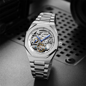 シルバーメカニカル自動腕時計3D中空メンズ腕時計発光時計Montre Homme - Product Image 3