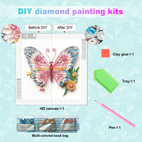 Kit de Peinture Diamant Papillon Forme Spéciale 30x30cm, Mosaïque de Cristaux Mixtes, Bricolage Artistique pour Adultes, Décoration Murale Maison