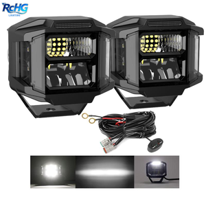 Nuevos Faros LED Cuadrados 4x4 para Camionetas con Luz Lateral, Pods LED Ámbar Transparente de 3 Pulgadas con DRL Ámbar 270. Lanzador Lateral de Haz - Product Image 1