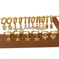 Boucles d'oreilles tendance en acier inoxydable style floral avec zircon 3A, plaqué or 18 carats, luxe léger pour femme, livraison directe transfrontalière