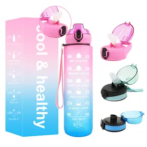 Productos más populares Modern Eco Custom Color Gradient Girls 1000Ml botella de agua motivacional para viajes