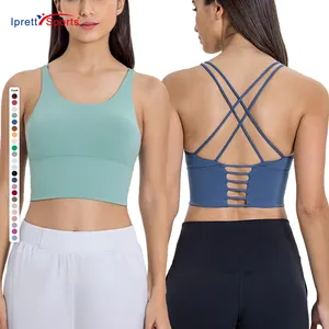 Beste Qualität Bänder-Yoga-BH für Damen sexy Querrücken hochwirkungs-geschnittener Sport-BH mit abnehmbaren Bechern