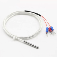 4Mm Diameter Probe Fleksibel PT100 RTD Sensor PT1000 Sensor Suhu 3 Kawat Kabel PTFE 400C PT Detektor Resistansi Termometer