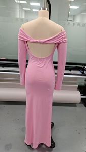 Robe de soirée simple <span class=keywords><strong>rose</strong></span> pour femmes, robe de demoiselle d'honneur de mariage, robe longue haut de gamme pour femmes, robe de soirée longue - Product Image 6