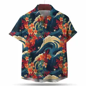 Wholesale New Design Customized Shirt Printed Men's Beachwear Linen/Cotton Hawaiian Shirt