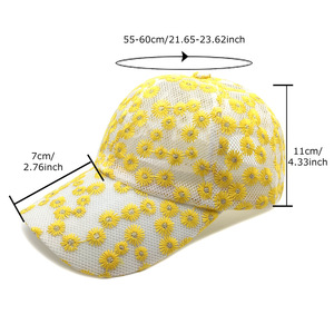 Casquette de baseball en maille brodée Daisy pour <span class=keywords><strong>femme</strong></span>, respirante, protection solaire, pour usage quotidien en extérieur - Product Image 3
